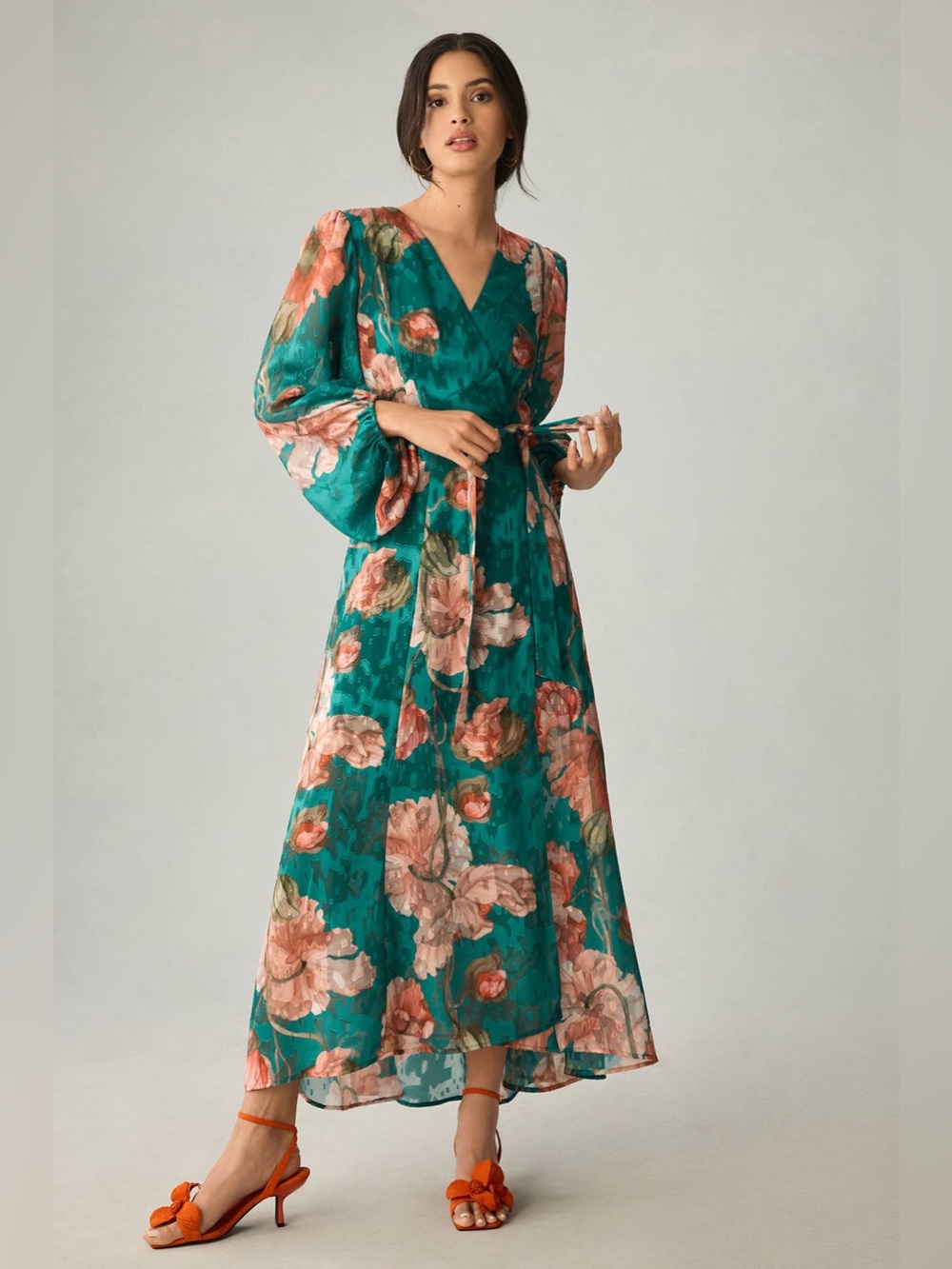 Hutch Anthropologie Lindie Floral Wrap Maxi Dress